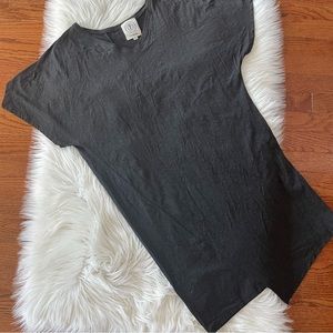 Anagram Dark Gray Viscose Asymmetrical Short Sleeve Dress Size Small Minimalist